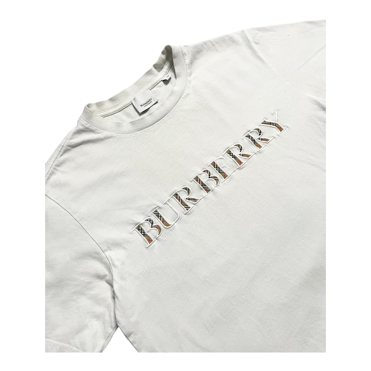 BURBERRY EMBROIDERED LOGO COTTON T-SHIRT