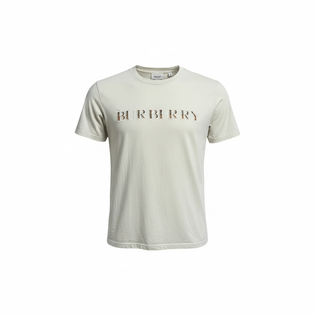 BURBERRY EMBROIDERED LOGO COTTON T-SHIRT