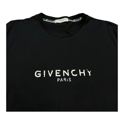 GIVENCHY PARIS DISTRESSED TEXT T-SHIRT