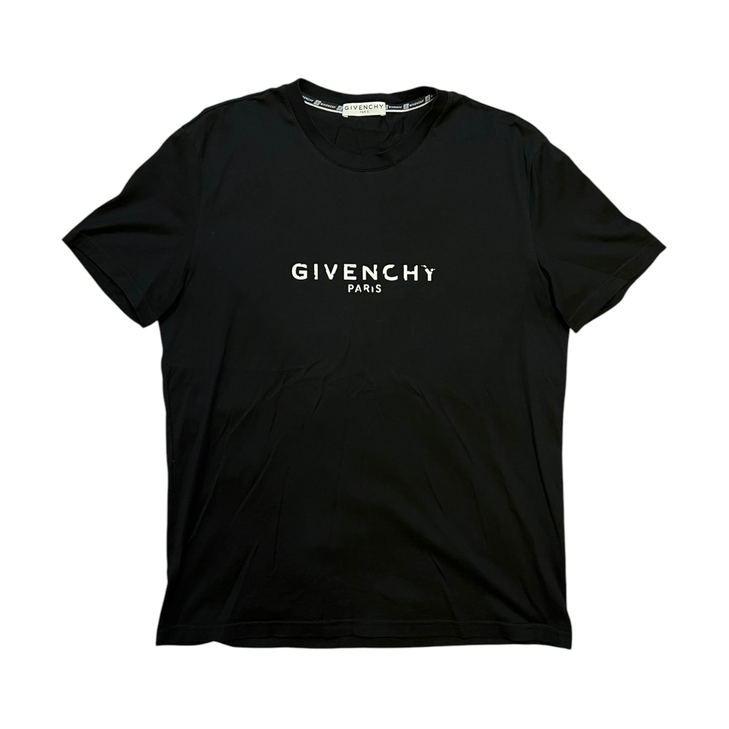 GIVENCHY PARIS DISTRESSED TEXT T-SHIRT