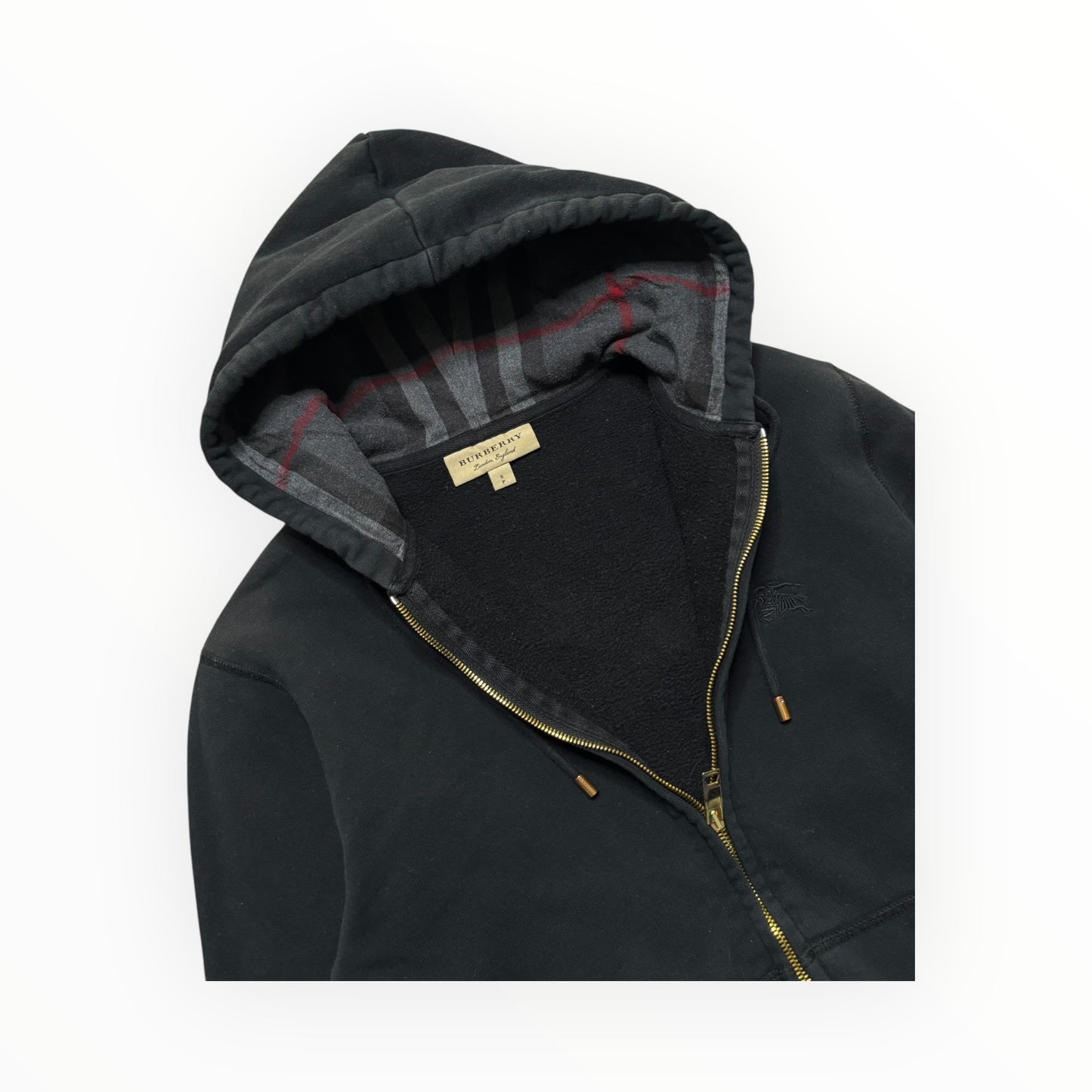 BURBERRY CHECK ZIP-UP HOODIE