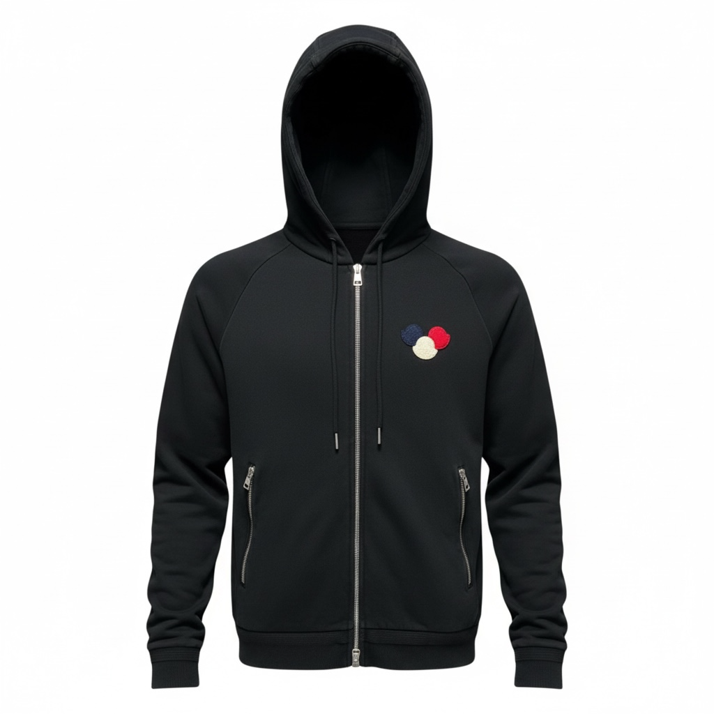 MONCLER TRIPLE LOGO ZIP UP HOODIE