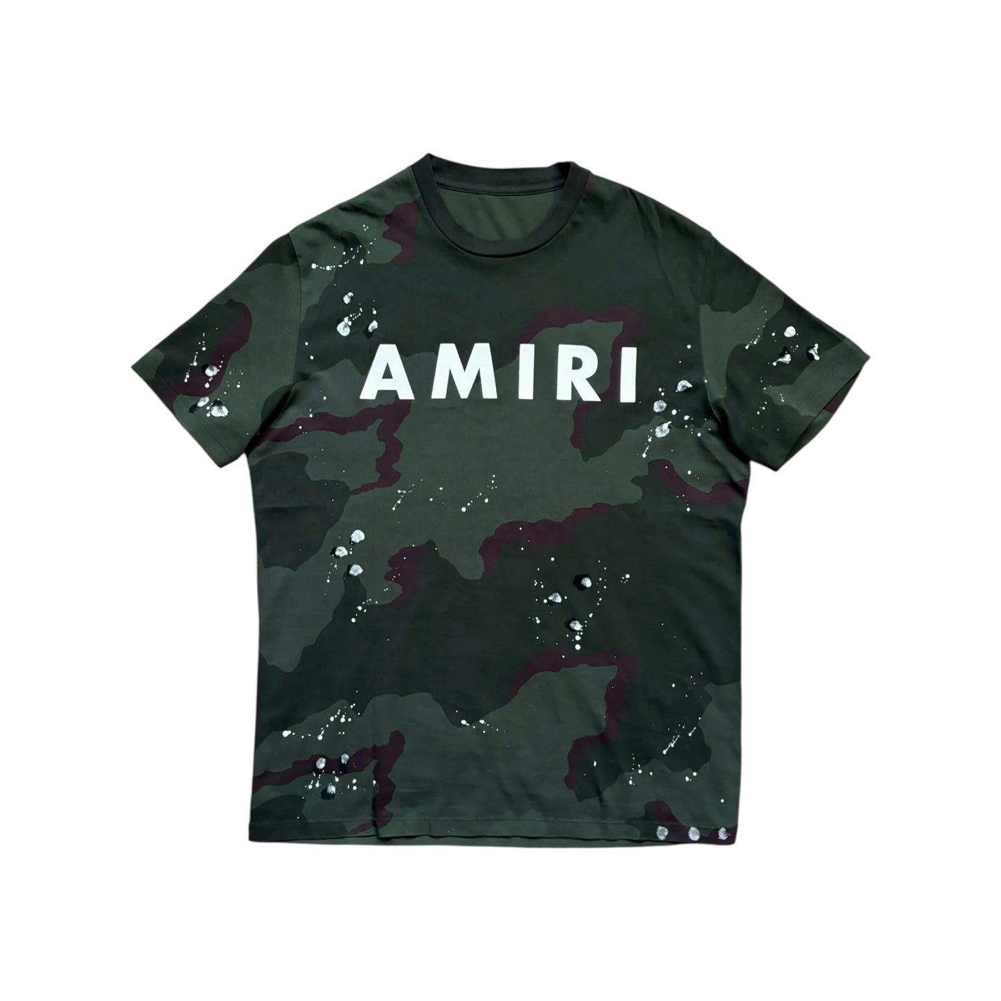 AMIRI PAINT SPLATTERED CAMO T-SHIRT