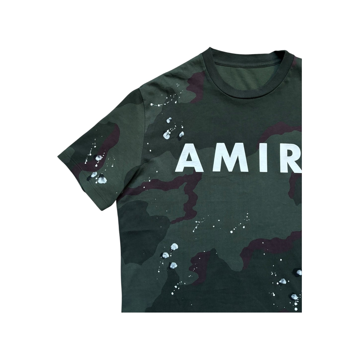AMIRI PAINT SPLATTERED CAMO T-SHIRT