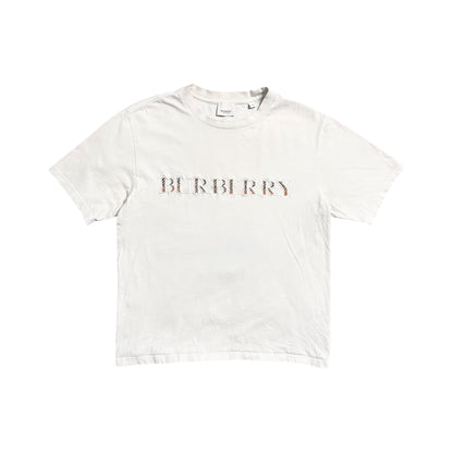 BURBERRY EMBROIDERED LOGO COTTON T-SHIRT